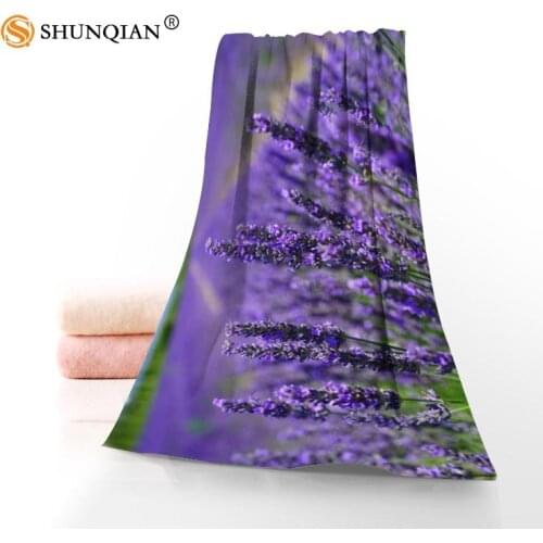 New Custom Lavender Flower Towel Printed Cotton Face/Bath Towels Microfiber Fabric For Kids Men Women Shower Towels A8.8