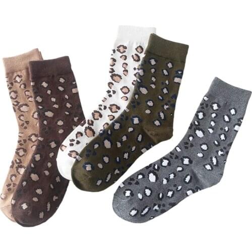 Autumn Winter Leopard Print Women Socks Sexy Wild Street Popular Warm Socks 2 Pais New Fashion Trendy Animal Pattern Skarpetki