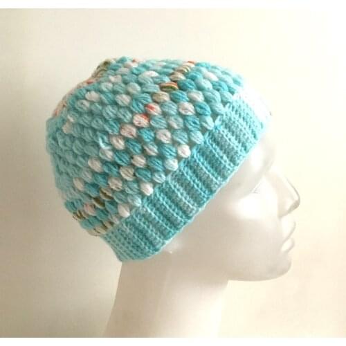 Pafuli Hand-Knitted Childrens Hat Blue (0-24 months)