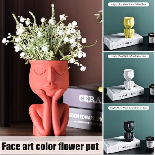 Lifting Cheek Doll Figurines Flower Pots Succulent Planter Holder Home Decoration Desktop Decor Nordic Style can CSV