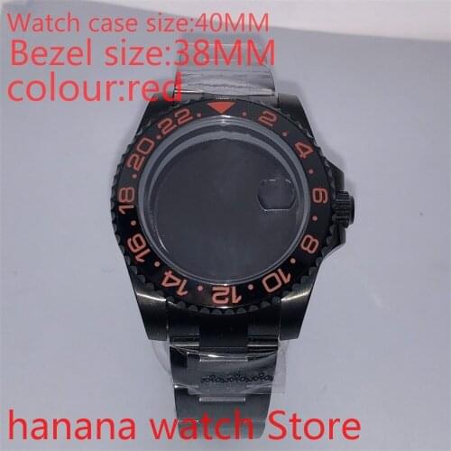 Suitable for NH35 36 Mingzhu2813 Miyata automatic winding 40mm sealed back black box series, with rotating bezel red