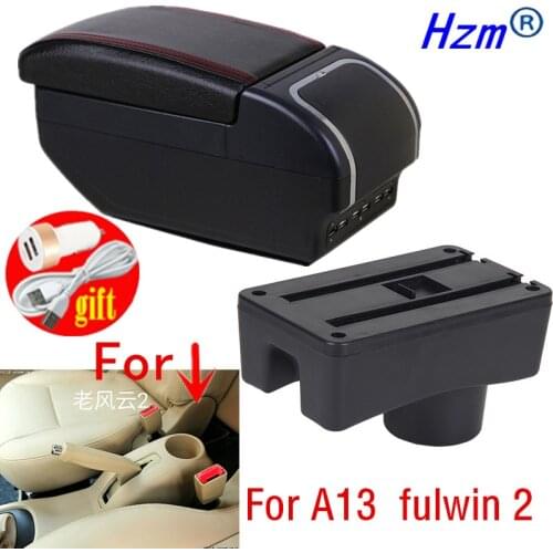 Armrest For Chery A13 Very Celer fulwin 2 2008-2012 Dual Layer PU Leather Central Store Content box with ashtray Cup holder Car
