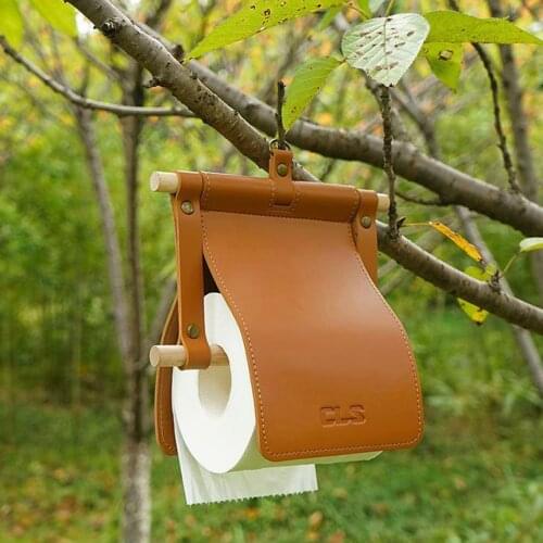 17x20CM Tissue Hanging Holder PU Waterproof Material Round Toilet Paper Hook Holder Case for Camping Home Bathroom Kitchen