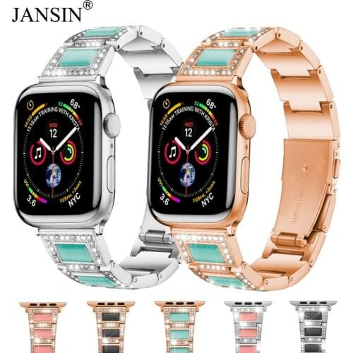 Women Jewelry Diamond For Apple Watch band 42mm 38mm 40mm 44mmm Stainless Steel Bracelet Correa for iwatch SE Band 6 5 4 3 2 1