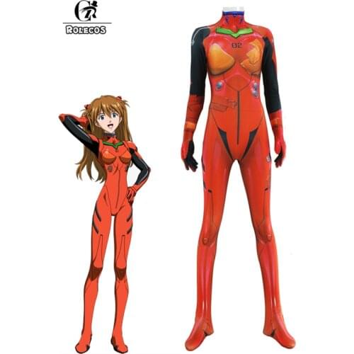 ROLECOS Asuka Langley Soryu Cosplay Costume Cospaly Anime EVA Asuka Sexy Bodysuit Costume Women Catsuit Jumpsuit For Halloween