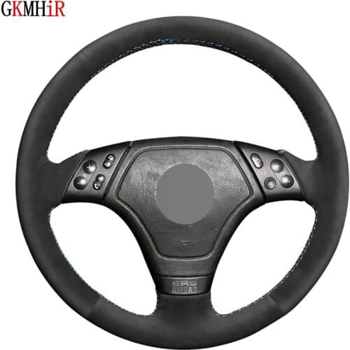 DIY Soft Black Genuine Leather Suede Car Steering Wheel Covers For BMW E36 1996 1997-2000 E46 1998-2000 Z3 E36/7 1995 1996 1997