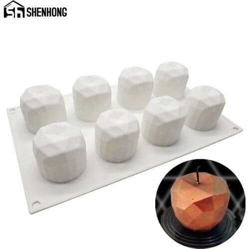 SHENHONG 8 Holes Diamond Apple Silicone Cake Mold Fruit Mousse Baking Tools French Dessert Pastry Tray Chocolate Cupcake Mould