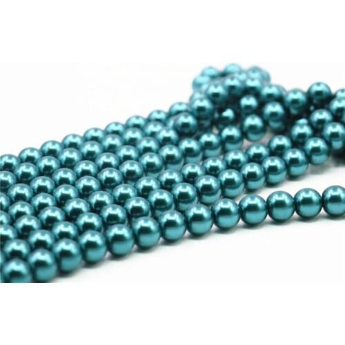 Pretty Peacock Green 4mm6mm8mm10mm12mm Round Imitation Shell Pearl jewelry Vintage for Diy Necklace Bracelet Loose Beads 15inch