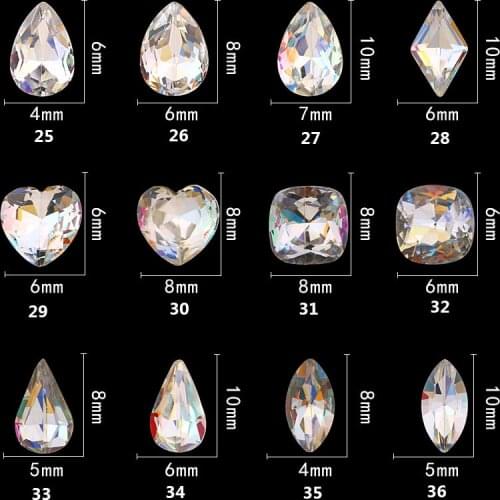 AAAAA 44 Kinds Similar Swa Rose ab medium Czech Crystal Rhinestone pointback Nail Art Decoration Heart Stones Teardrop Shape