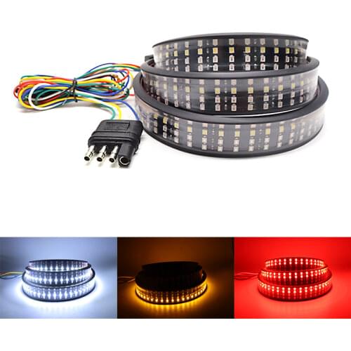 60" Triple Row Truck Tailgate LED Strip Light Bar with Reverse Brake Turn Signal For Jeep Pickup SUV Dodge 5-Function