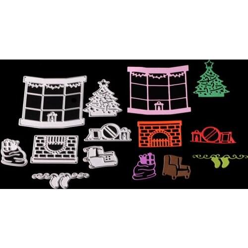 Christmas tree window Metal Cutting Dies Stencil For Scrapbooking Album Embossing DIY Gift Card Handcrafts Templates Model
