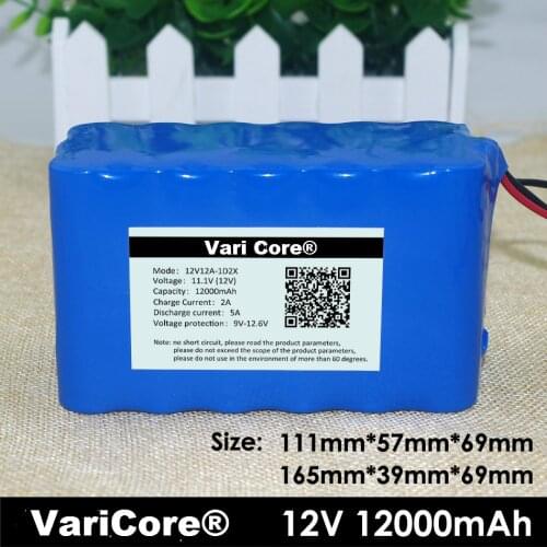 VariCore 12 V 18650 Lithium-ion Battery Pack 12Ah Protection plate 12.6V 12000mAh Hunting lamp xenon Fishing Lamp USE