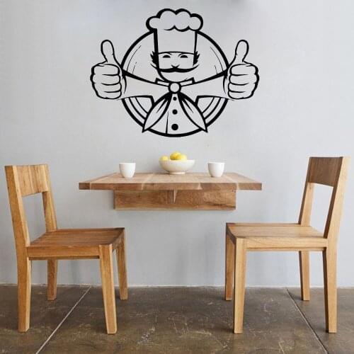 Vinyl Decor For Kitchen Cook Restaurant Chef Wall Sticker Removable Kitchen Wall Art Mural Home Decors Wall Decals Sign B479