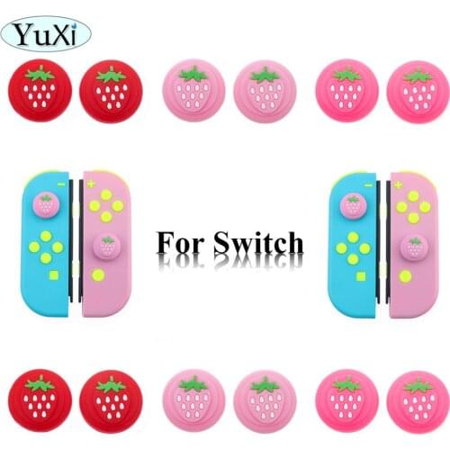 YuXi For Nintend Switch Lite Analog Thumb Grips for Nintend Swith Joy Con JoyCon Joystick Strawberry Fruit cartoon Cap Cover