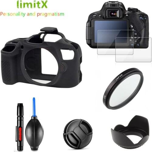 Full Protect Kit Screen Protector Camera case bag UV Filter Lens hood Cap pen Blower for Canon EOS 4000D T100 with 18-55mm lens