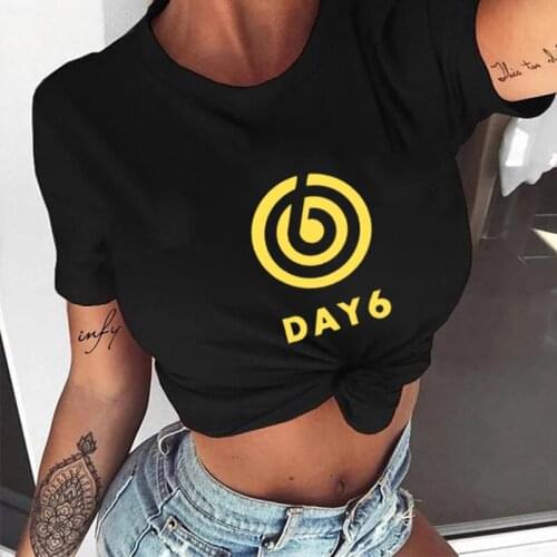 Day 6 Women T Shirt Day6 Kpop Tops Female Korean Fashion 100% Cotton Short Sleeve Clothes with Lady Print Streetwear