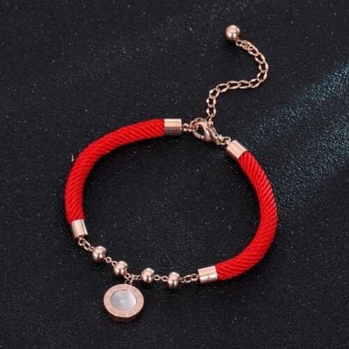 Roman Numerals White Black Round Charm Bracelets For Women Lucky Red String Friendship Wish Bracelets Jewelry Gift Adjustable