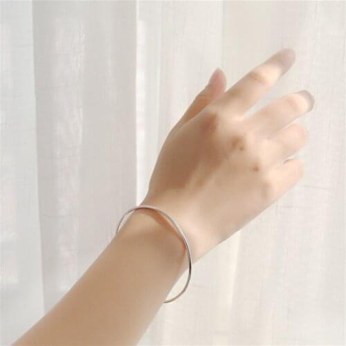 Sodrov S925 Sterling Silver Aperture Thin Bangle Female Fashion Simple Trend Temperament Literary Closed Bracelet Hand Jewelry