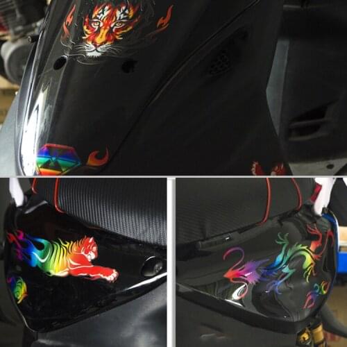 1 SET Colorful Reflective Racing 3D Motorcycle Sticker Fuel Oil Tank Pad Decal Protector Cover Black Sliver Universal For Yamaha