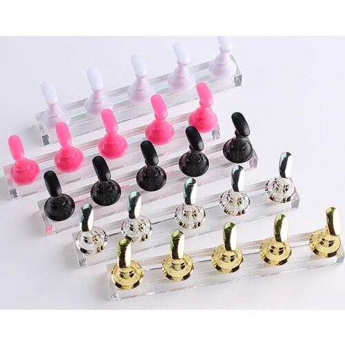 1 Set Magnetic False Nail Tips Practice Trainning Display Stand Holder Base Alloy Crystal Nail Art Polish Display Manicure Tools