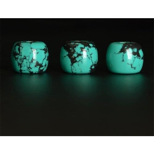 10 PCS Tibetan Blue Loose Bead Hole Beads DIY Barrel Beads For Jewelry Making