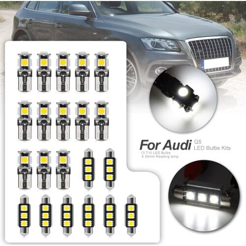 21x White Interior LED Light Bulbs Canbus Kit For 2009 2010 2011 2012 Audi Q5 Accessories Map Dome Step License plate light Lamp