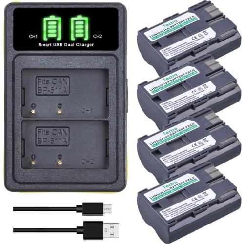 4Pcs BP-511 BP-511A BP511 BP511A Battery for Canon G6 G5 G3 G2 G1 300D 50D 40D 30D 20D 5D MV300i Digital Camera&LED Charger