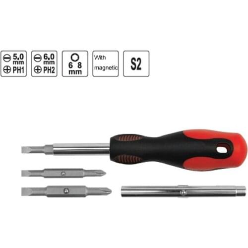 6 in 1 Quick Change Screwdriver Slotted 5mm 6mm Phillips PH1 PH2 Nut Driver 6MM 8MM Mutifunction Screwdriver Set