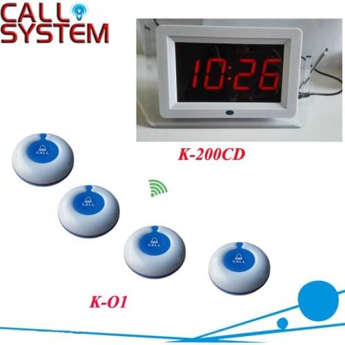 Wireless digital calling system 3pcs K-200CD display and 44 bell button for service equipment