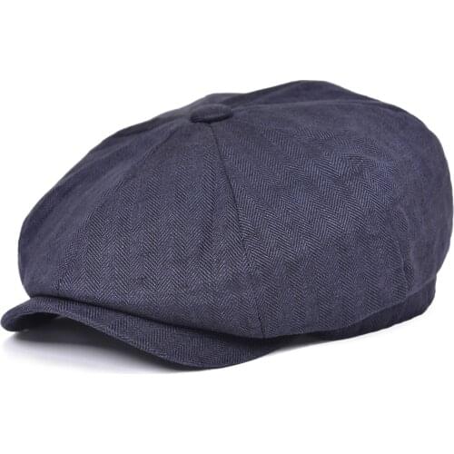 BOTVELA Mens Linen Newsboy Cap Herringbone Lightweight Breathable Summer Hat 007