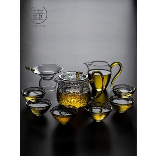 Hammered glass teapot boiling kettle filter tea maker high temperature resistant pot thickened tea set household kungfu teaware