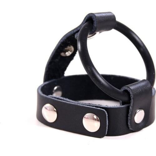 Men Erotic Sexy Lingerie Panties Underwear Genuine Leather Panties Briefs Gay Role Play Penis Cage Enhancing Cock Penis Ring