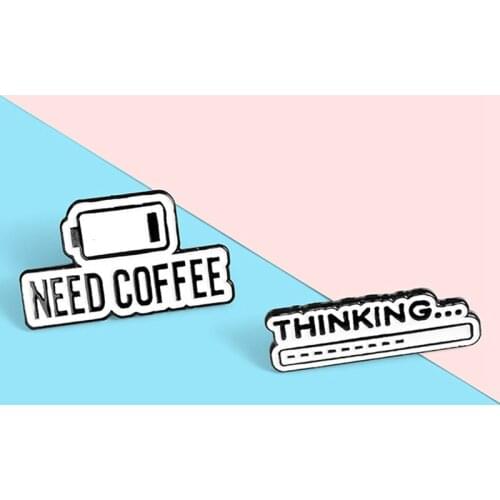 Coffee Mind Enamel Pin Thinking Progress Bar Badge Coffee Life Brooch Custom Lapel Pin Shirt Bag Simple Gift