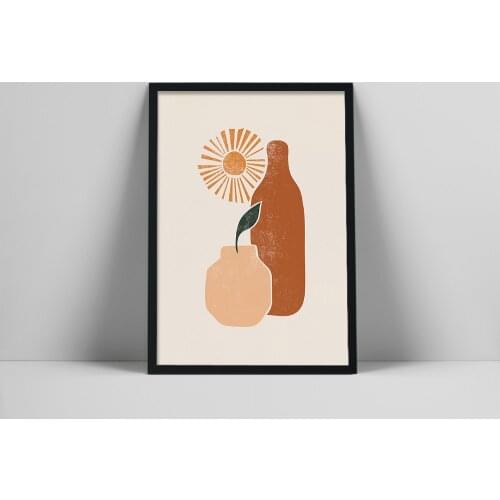 Sun Still Life Art Print | Minimal Terra Poster | Terracotta Wall Art | Greek Vase Wall Print | Abstract Terra Art oman Warm Col