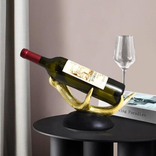 Creative Resin Wine Rack Shelf Retro Golden Antler Shape Home Living Room Decoration Bar Wine Bottle Holder Bracket Displaystand