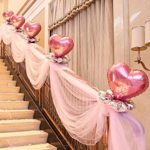 Creative Wedding Decoration Supplies Background Layout Pull Flower Gauze Balloon Set Wedding Room Stair Handrail Decorative Yarn