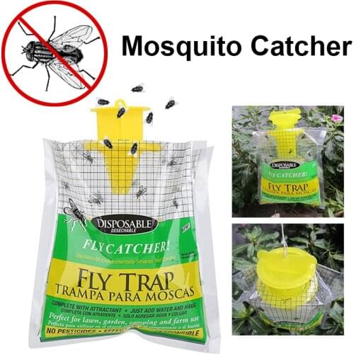 Disposable Fly Trap Hanging Flycatcher Mosquito Trap Catcher Fly Wasp Insect Bug Killer Home Garden Yard Plastic Bag Bait Pest