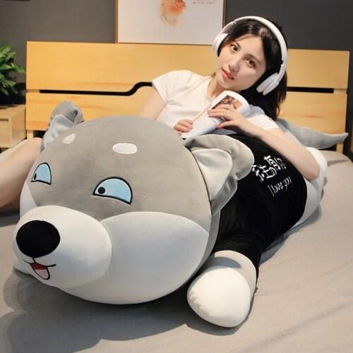 80/100/120cm Cute Husky Dog Plush Toy Stuffed Soft Animal Dog Pillow Christmas Gift Peluche for Kids Girls Kawaii Present Decor