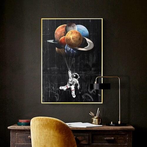 Cartoon Space Astronaut Universe Planet Exploration Poster Home Decor Painting Wall Art Pictures Kraft paper poster Wall sticker