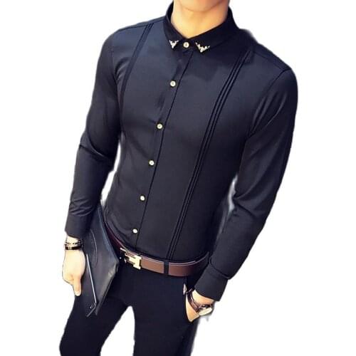 2019 Fashion Design Casual Mens Shirt Luxury Brand Social Long-sleeved Shirt Tuxedo High-grade Slim Shirt Large Size S-5XL