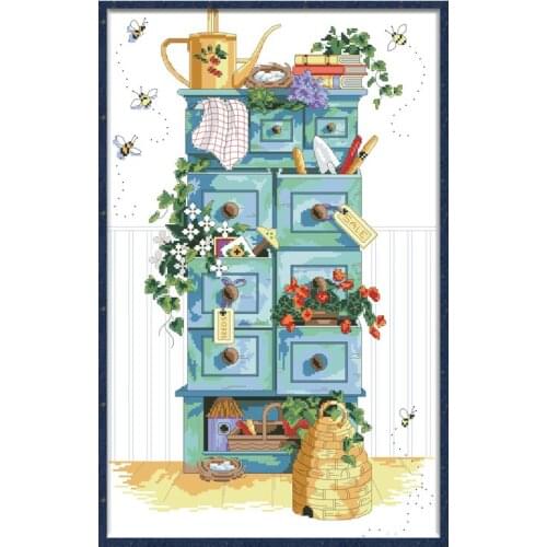 Cabinet Counted Cross Stitch Kits Embroidery Needlework Sets Patterns Printed Fabric 11CT 14CT DIY Handmade Home Decor Paintings
