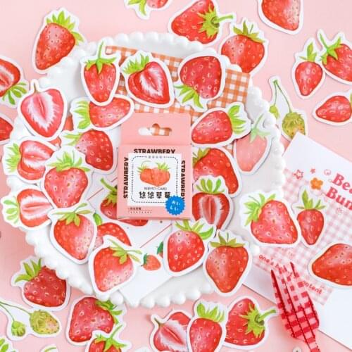 45pcs/pack Kawaii Stationery Stickers cute Strawberry pattern scrapbooking Posted It journal planner School Supplies
