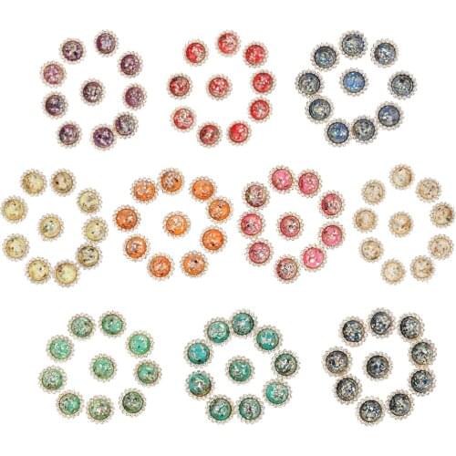 Wholesale 10 Pieces Resin Retro Vintage Round Crystal Rhinestone Buttons Shoes Decor 17mm
