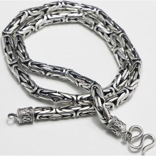 S990 Sterling Silver Men And Women Necklace Rough Retro Thai Silver Chain Domineering Jewelry Sweater Chain