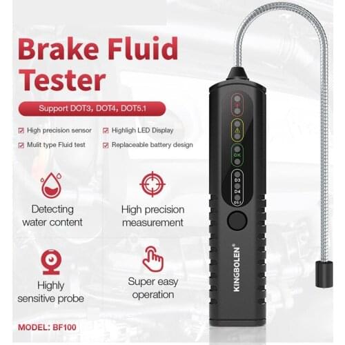 Brake Oil Tester Detector Pen Fluid Dot3 DOT4 Dot5.1 Car Diagnostic Tool 5 Level Status High Precision Probe LED