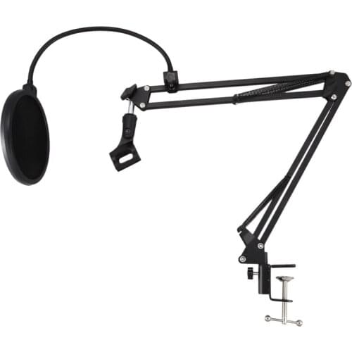 Microphone Stand Suspension Boom Scissor Arm Stands with 3/8-5/8 Screw / Table Mounting Clamp / Filter / Clip Holder