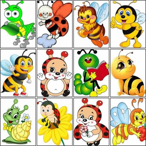 Full Square Diamond Painting Cartoon Bee Cross Stitch Kits 5D DIY Diamond Embroidery Diamond Mosaic Home Decor Handmade Gift Art