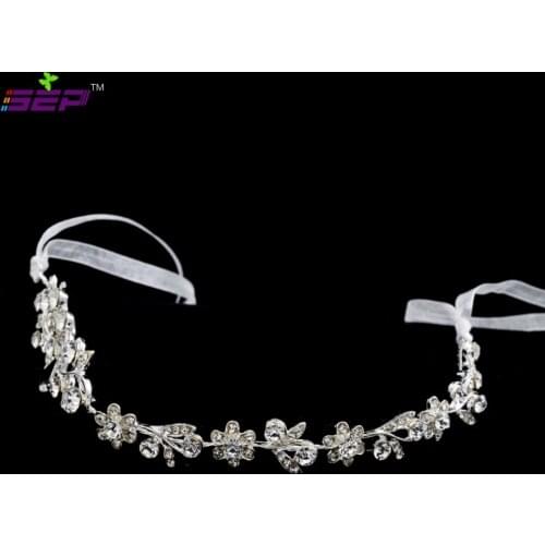 SEP Rhinestone Crystals Soft Lace Butterfly Headband Hair Chains Hairband Bride Wedding Hair Jewelry Accessories HB1016