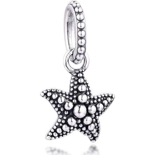 QANDOCCI Fits Pandora Bracelet Beaded Starfish Pendant For Jewelry Making Silver 925 Original Bead