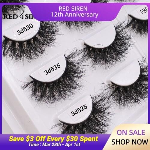 RED SIREN 15mm-20mm Fluffy Mink Lashes Makeup Dramatic Messy Natural Mink Eyelashes
